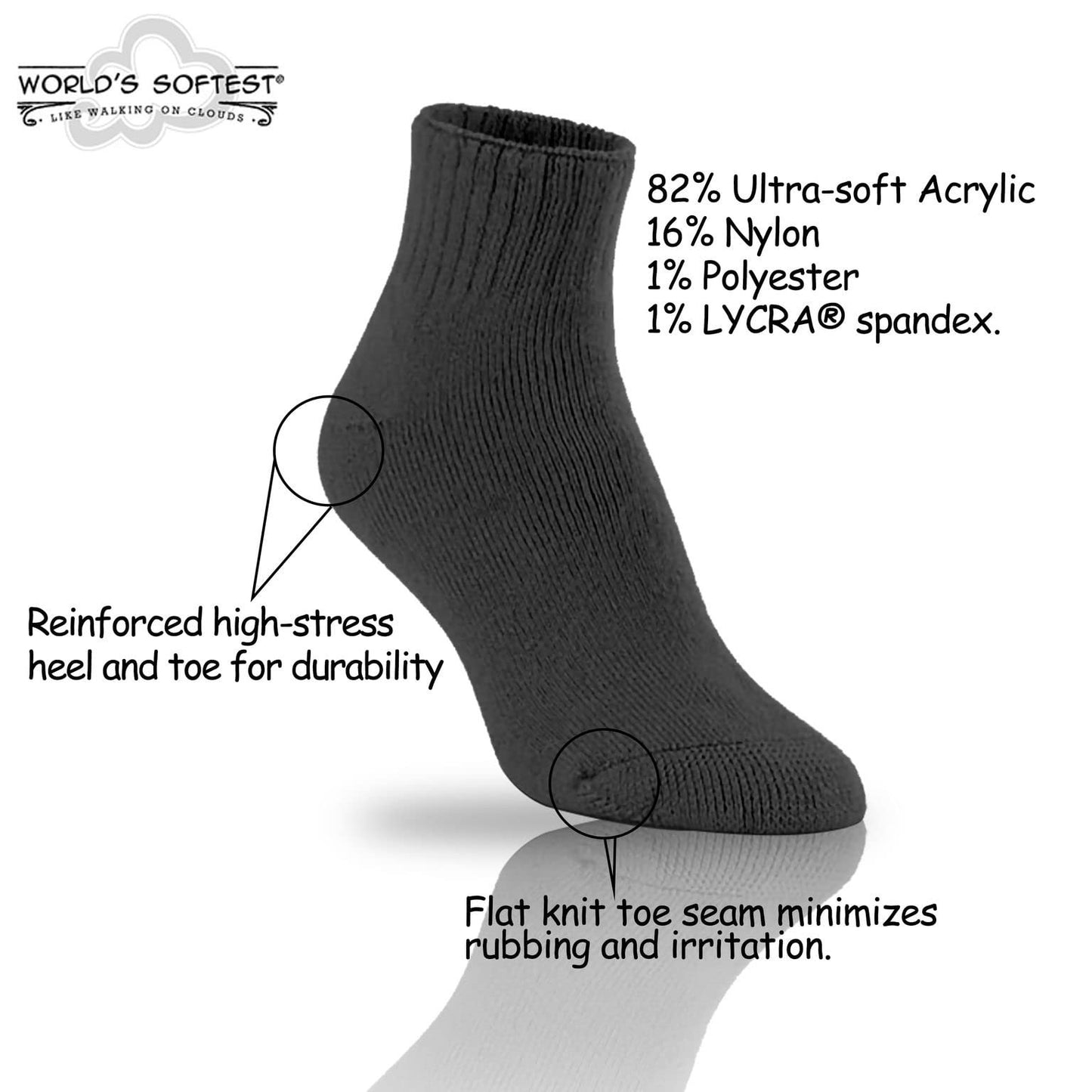 World's Softest Men's Classic Quarter Crew Socks