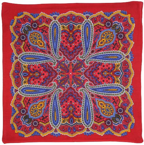 Sunshine Joy Paisley Hippie Bandana 22x22 Inches - Classic Red