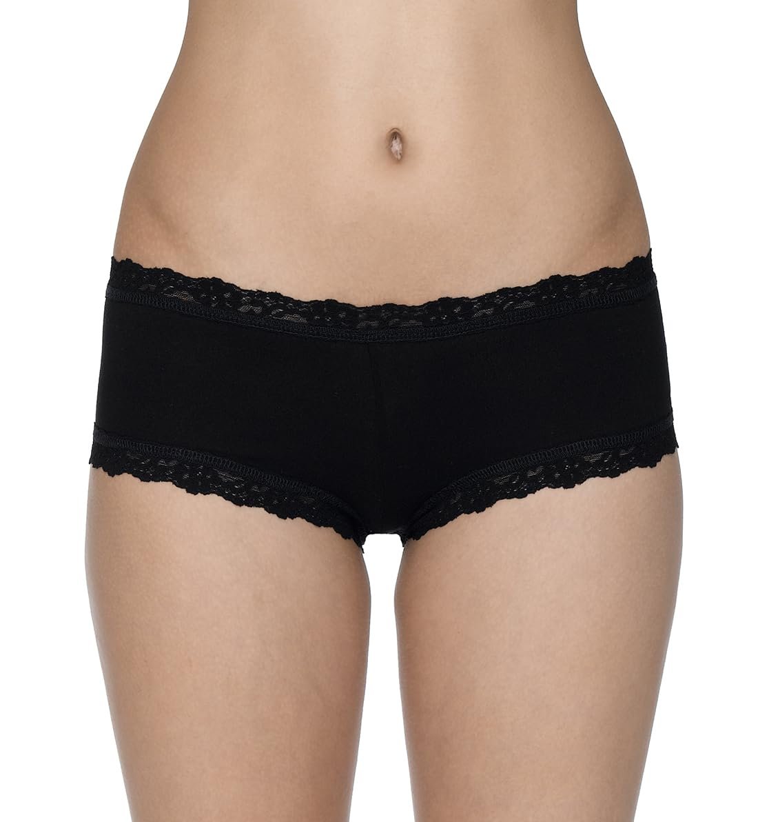 hanky panky Women's Rolled Organic Cotton Boyshort with Lace