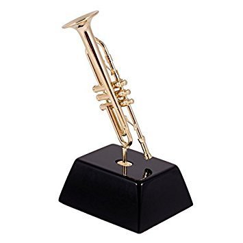 Broadway Gift Miniature Goldtone Trumpet 6 inch Decorative Figurine with Base
