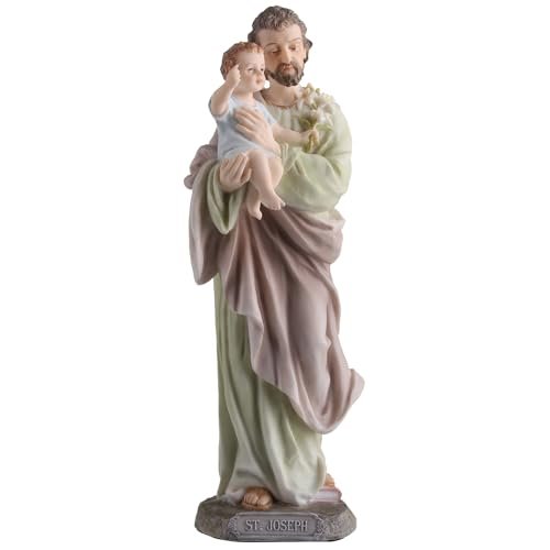 Veronese Design 8 1/4 Inch Saint Joseph Holding Baby Jesus Resin Sculpture Hand Painted Religious Decoration