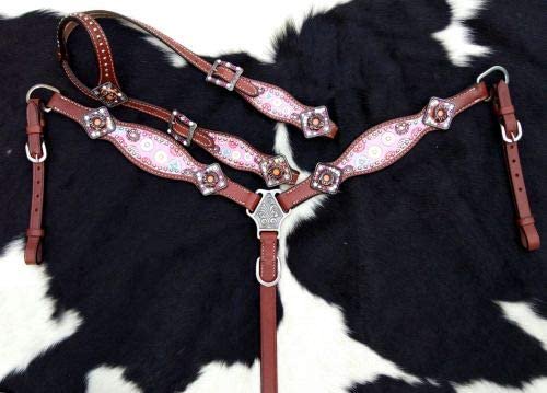 Showman Pony Donut Print Leather Headstall & Breast Collar Set