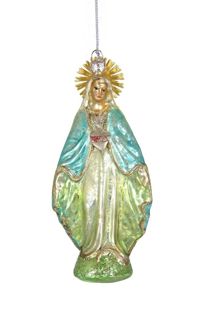 Saint Virgin Mary Savior Mother of Jesus Christmas Tree Glass Ornament