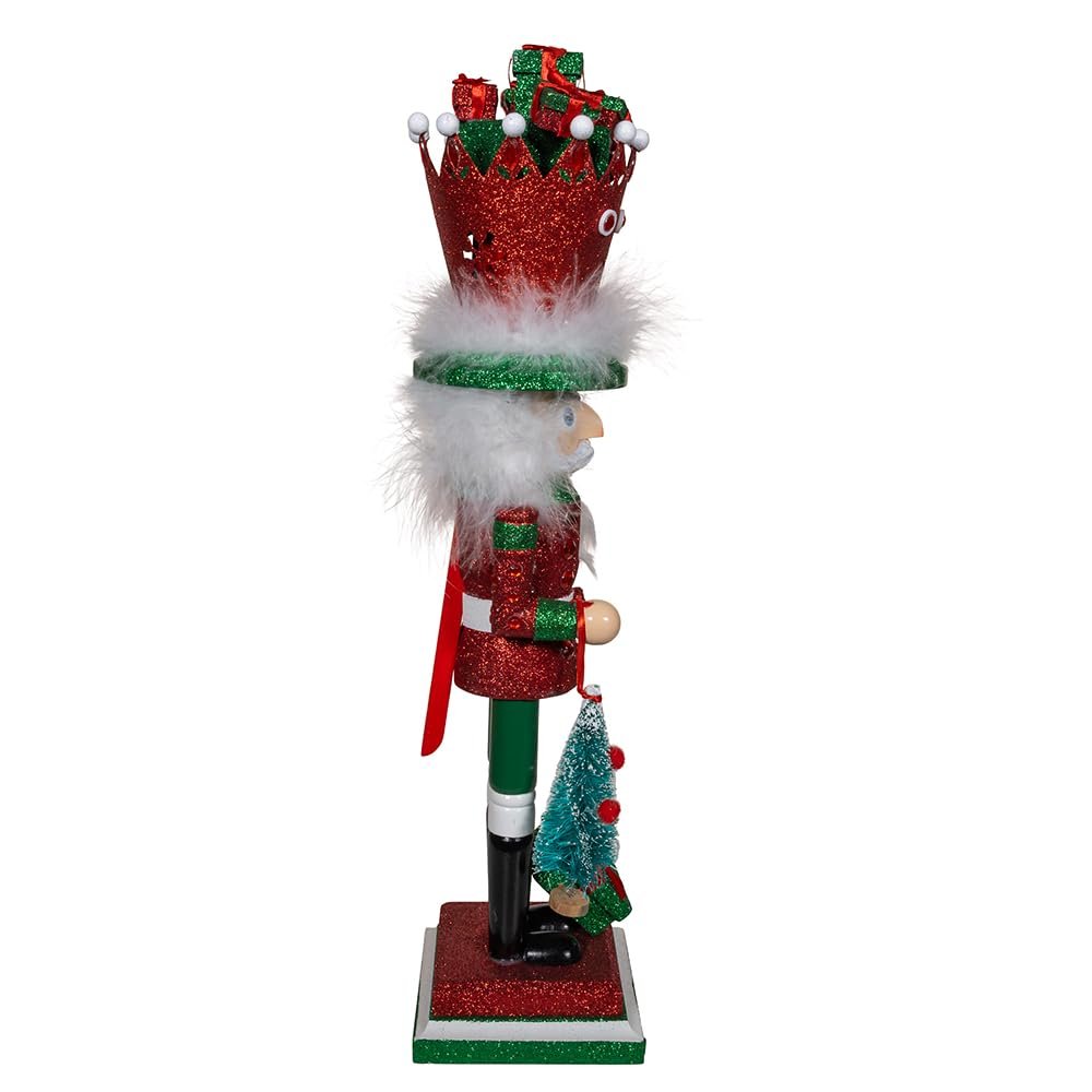 Kurt Adler 18-inch Hollywood Nutcrackers™ Red & Green with Presents Crown Nutcracker