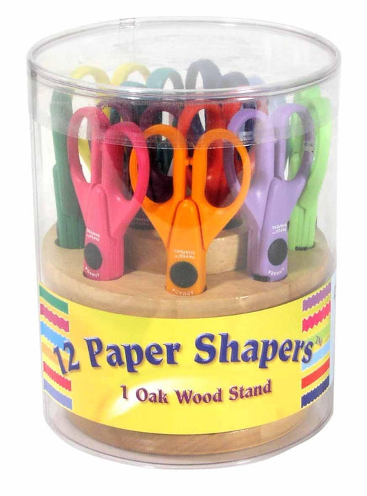 Armada Art 12 Decorative Scissors in Oak Stand Paper Shapers Set-12 Pairs, assorted