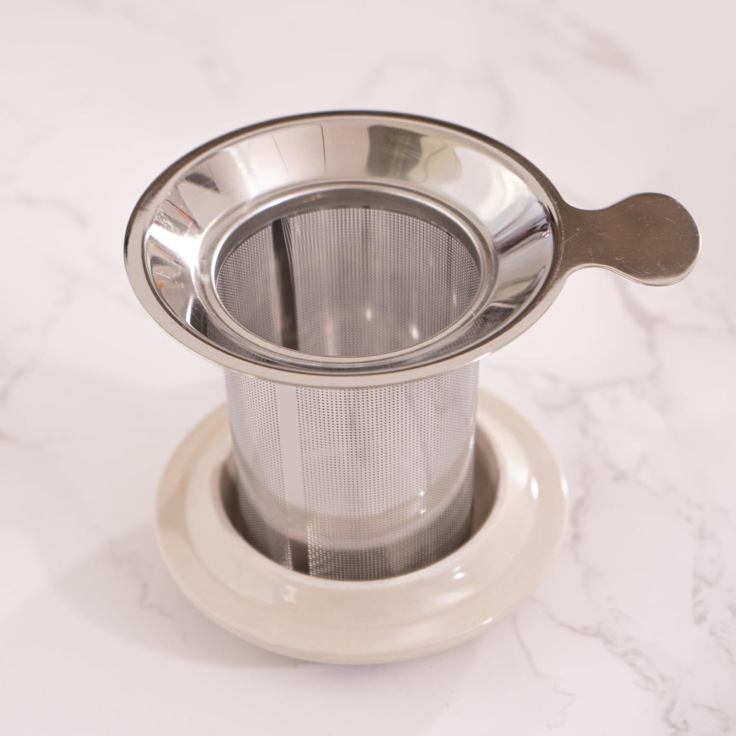 Urban Tokyo Tea Mug With Lid and Stainless Steel Infuser For Loose Leaf Tea Bag Tea Cup 15oz Porcelain Hot Beverage Everyday Use Home Office