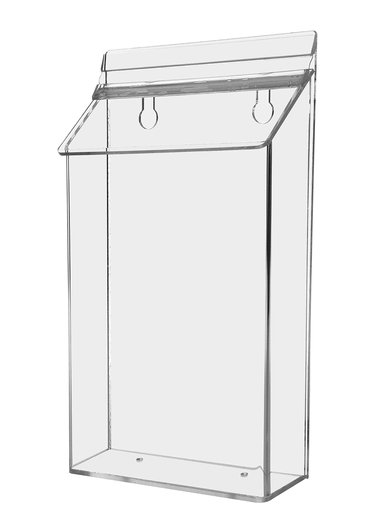 Marketing Holders Outdoor Brochure Holder Holds 6" x 9" Advertising Bifolds Clear Acrylic Wall Mounted Box with Lid Includes Adhesive Strips and Take One Sticker