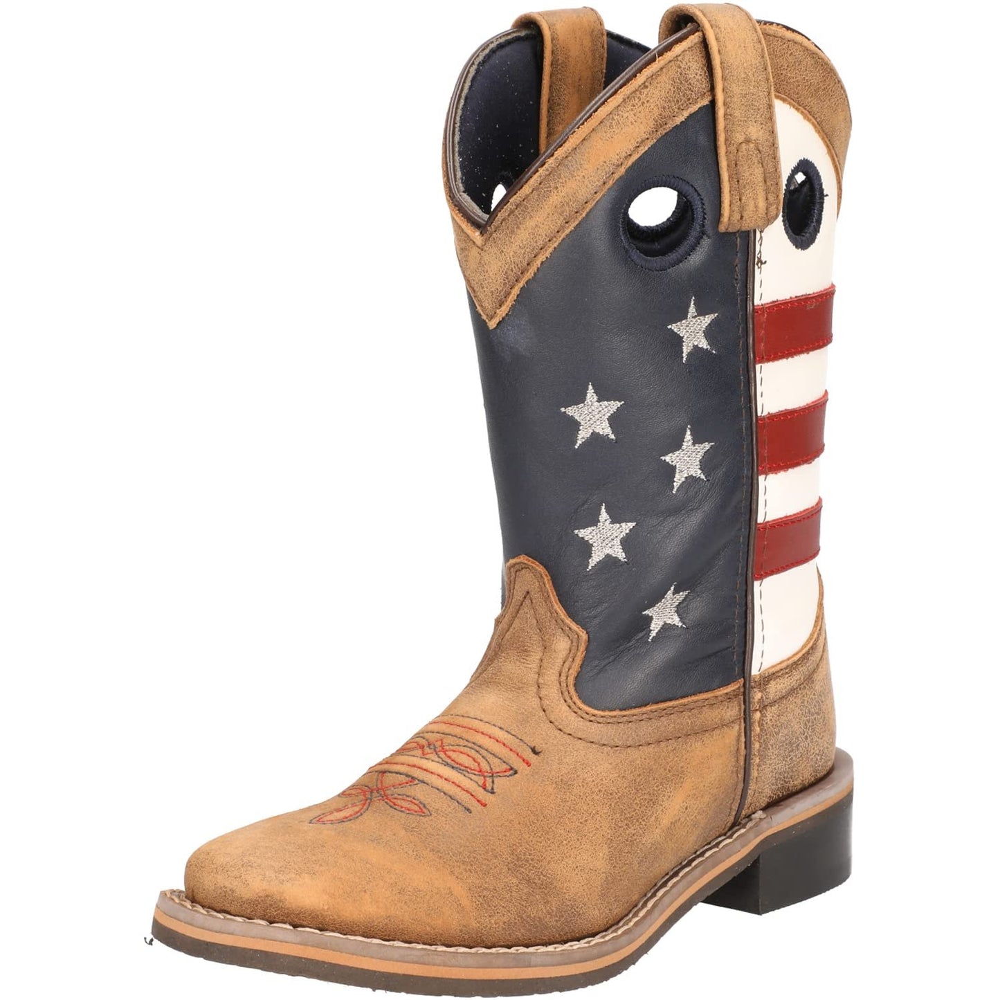 Smoky Mountain Boots Kids' Stars and Stripes Western Boot, Little Kid, Vintage Brown, Medium, Size 12 US