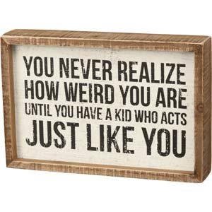 Primitives by Kathy Inset Box Sign Never Realize How Weird You are, White