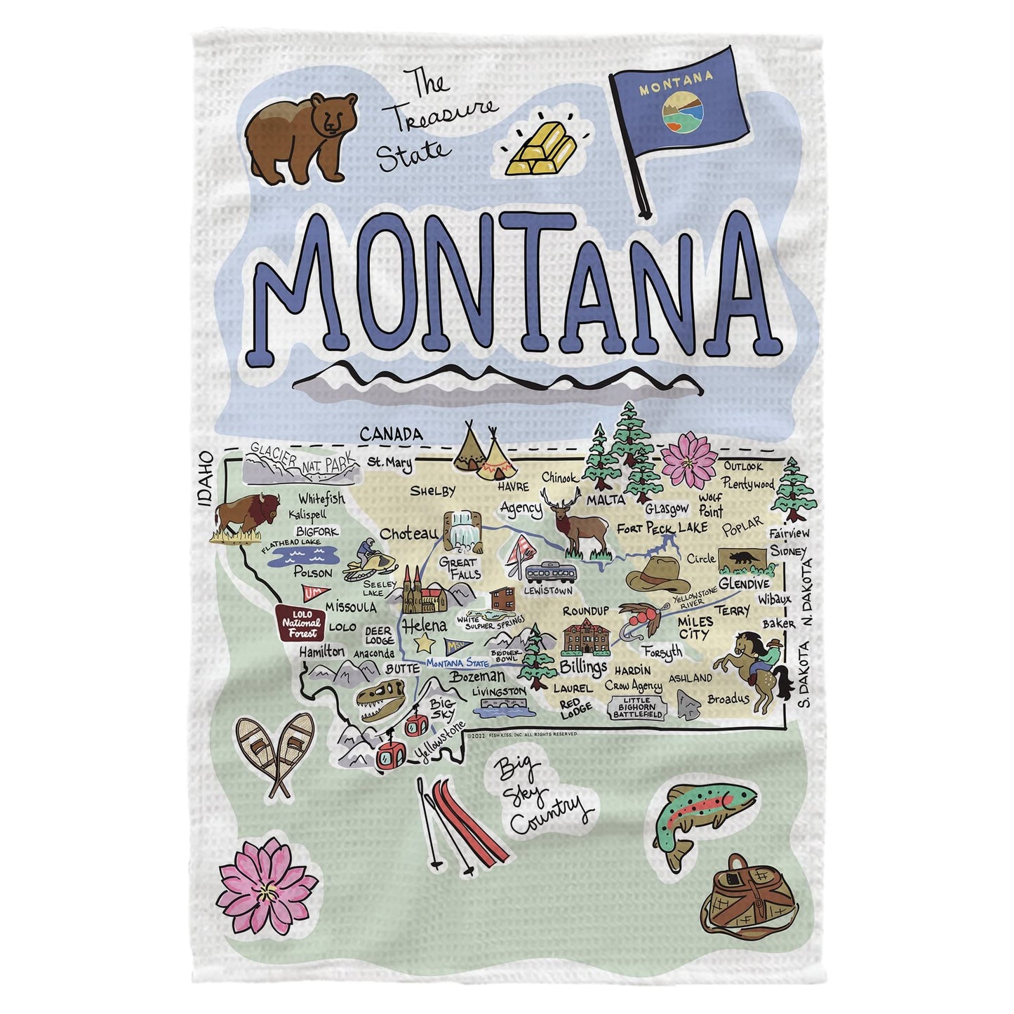 Fish Kiss® 16"x24" Map Dish Towel is of 100% Microfiber Waffle Weave Making it Super Absorbent, Soft & Machine Washable - Map Kitchen Towel,Map Dish Cloth is Multi Purpose