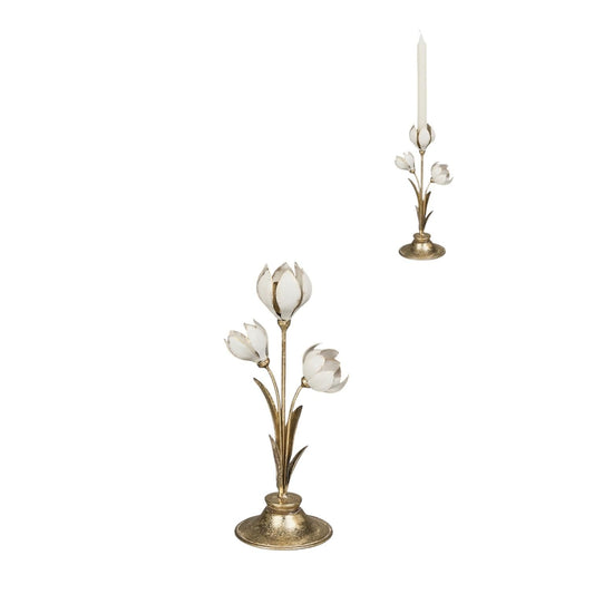 December Diamonds Magnolia Candleholder – Southern Floral Candle Holder