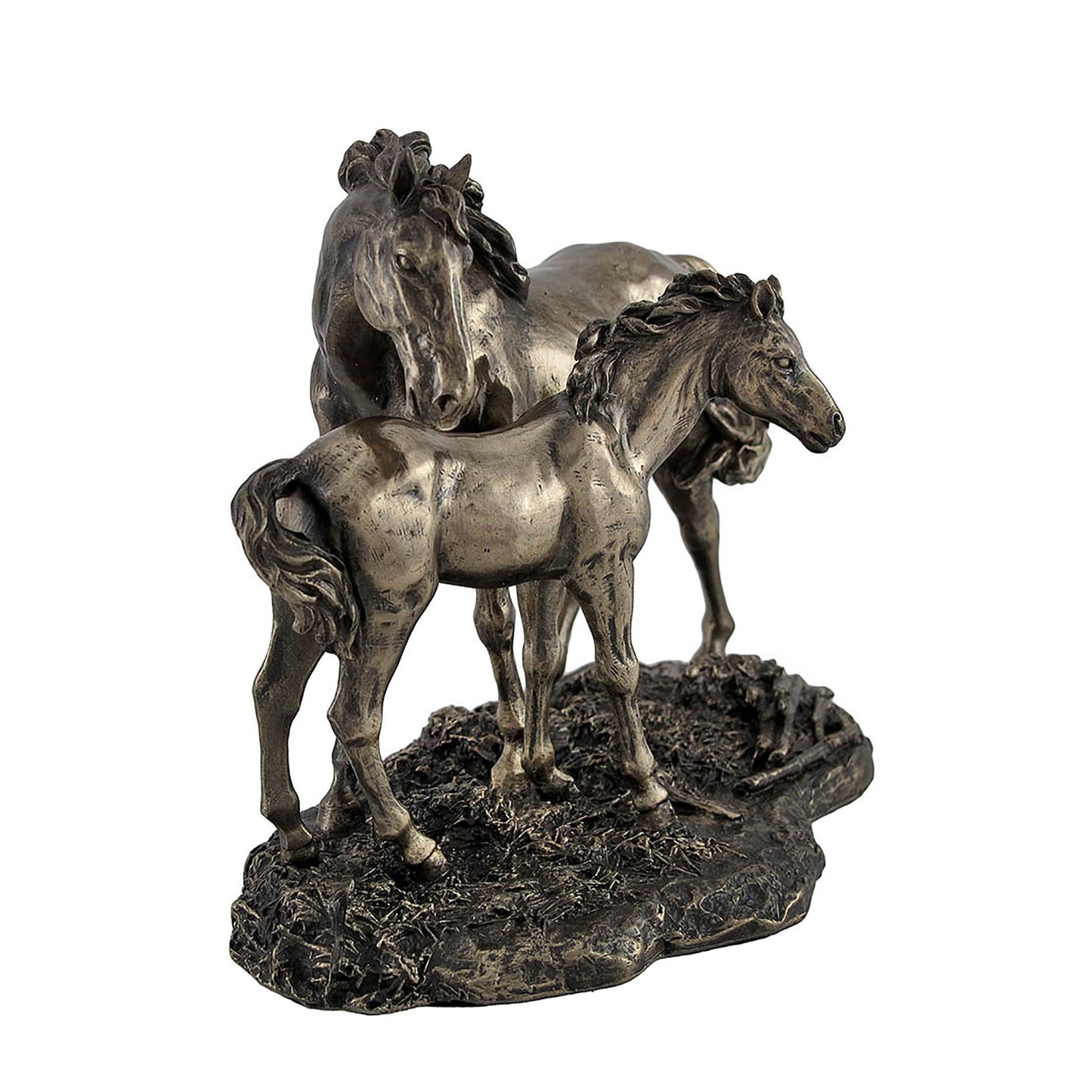 Veronese Design Majestic Mare and Foal Wild Horses Bronze Finish Statue - Exquisite Detail - Cold-Cast Resin - 7 Inches Long - Perfect Home Decor for Horse Enthusiasts