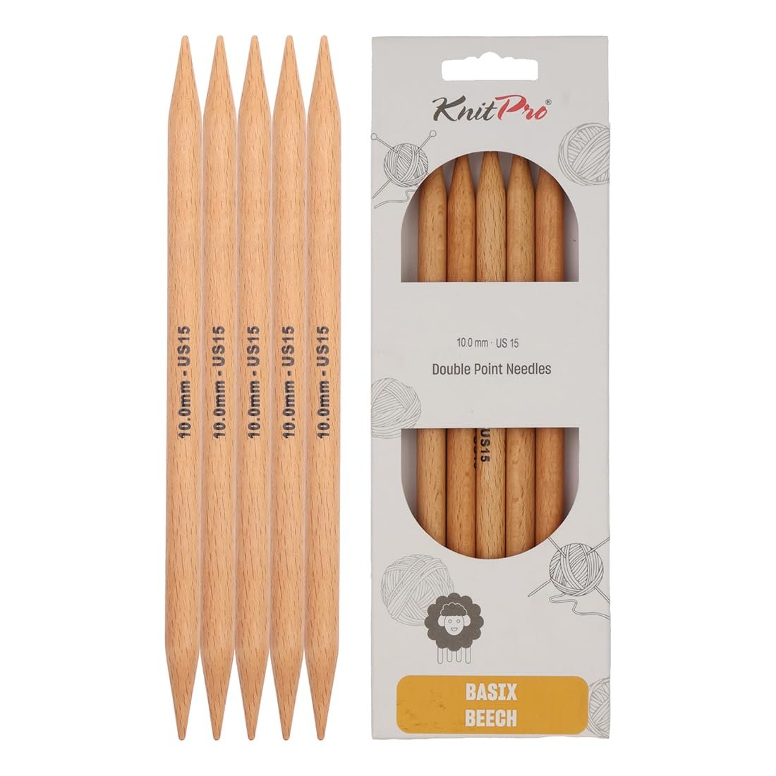KnitPro Basix Beech Double Pointed Needles 8" (20cm)