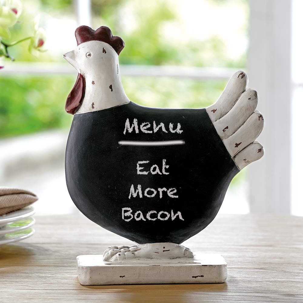 SPI Chicken Bacon Farmhouse Chalkboard, 12"H x 4"W x 4"D, Black White Red
