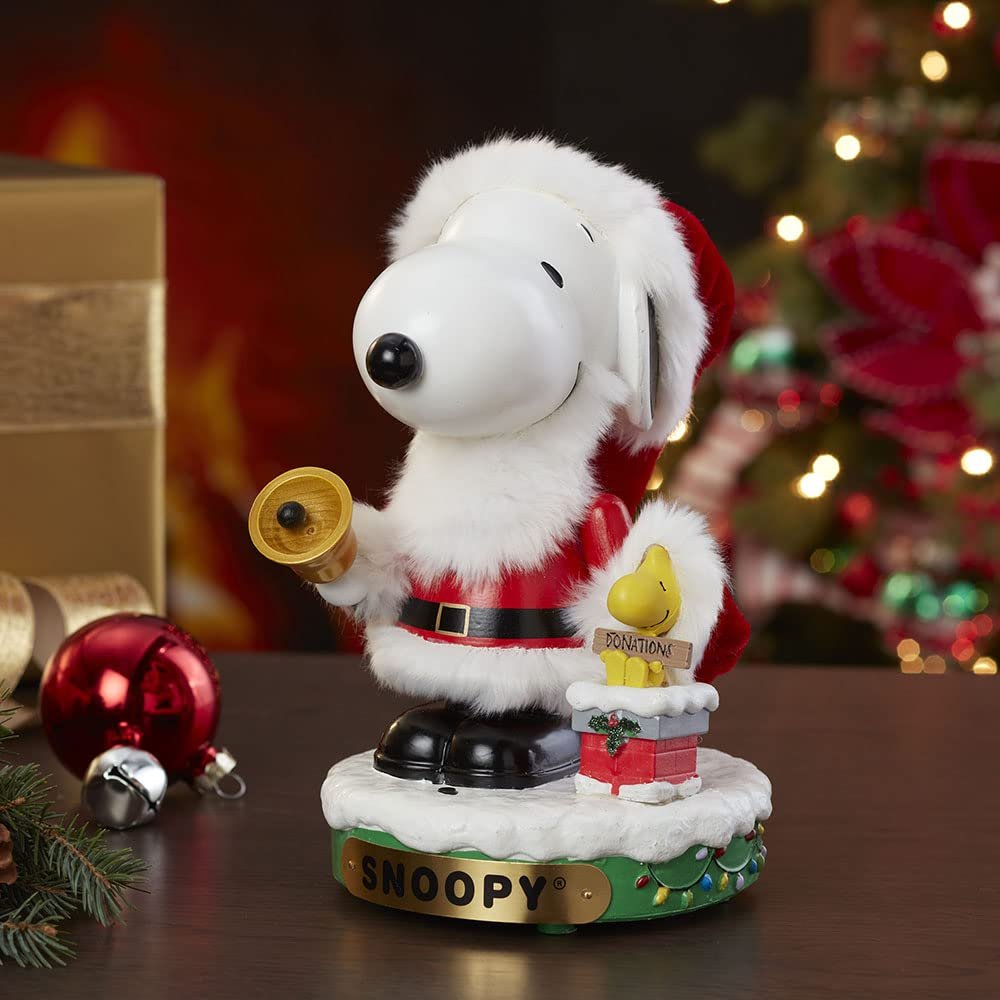 Peanuts 10-Inch Battery-Operated Musical Santa Snoopy Nutcracker