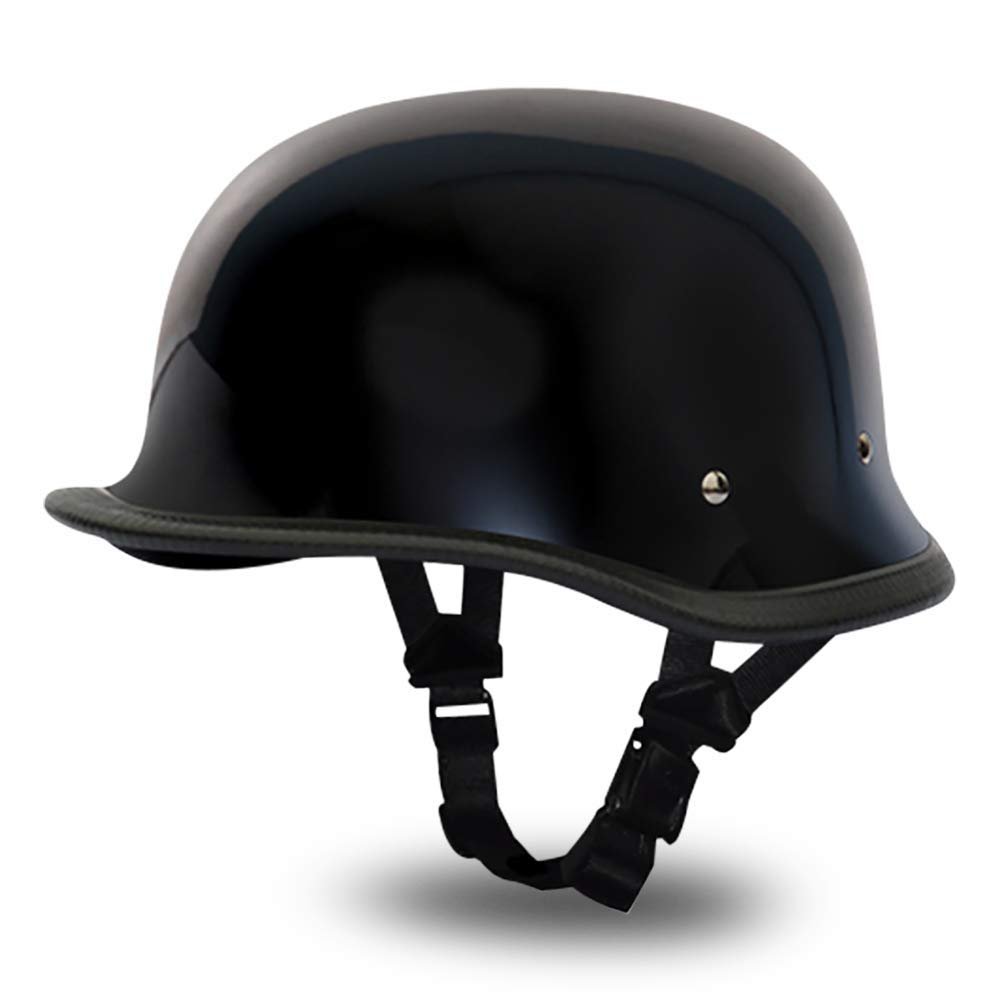 Daytona Helmets German Helmet for Men - Novelty Half Helmet with Breathable Liner - Retro Skull Cap Helmet with Head Wrap
