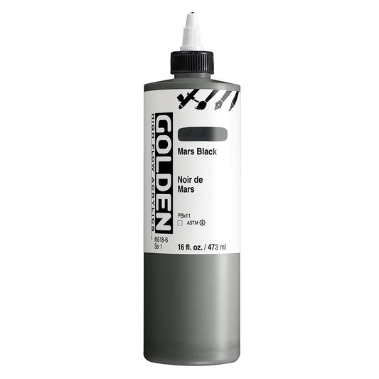 High Flow Acrylics by GOLDEN, Mars Black, 16 fl. oz. Bottle, Professional Acrylic Paint, Transparent