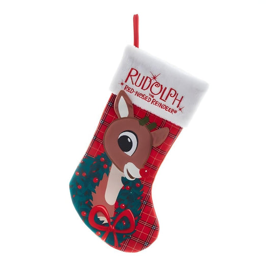 Kurt Adler Rudolph The Red Nose Reindeer Applique Head Stocking