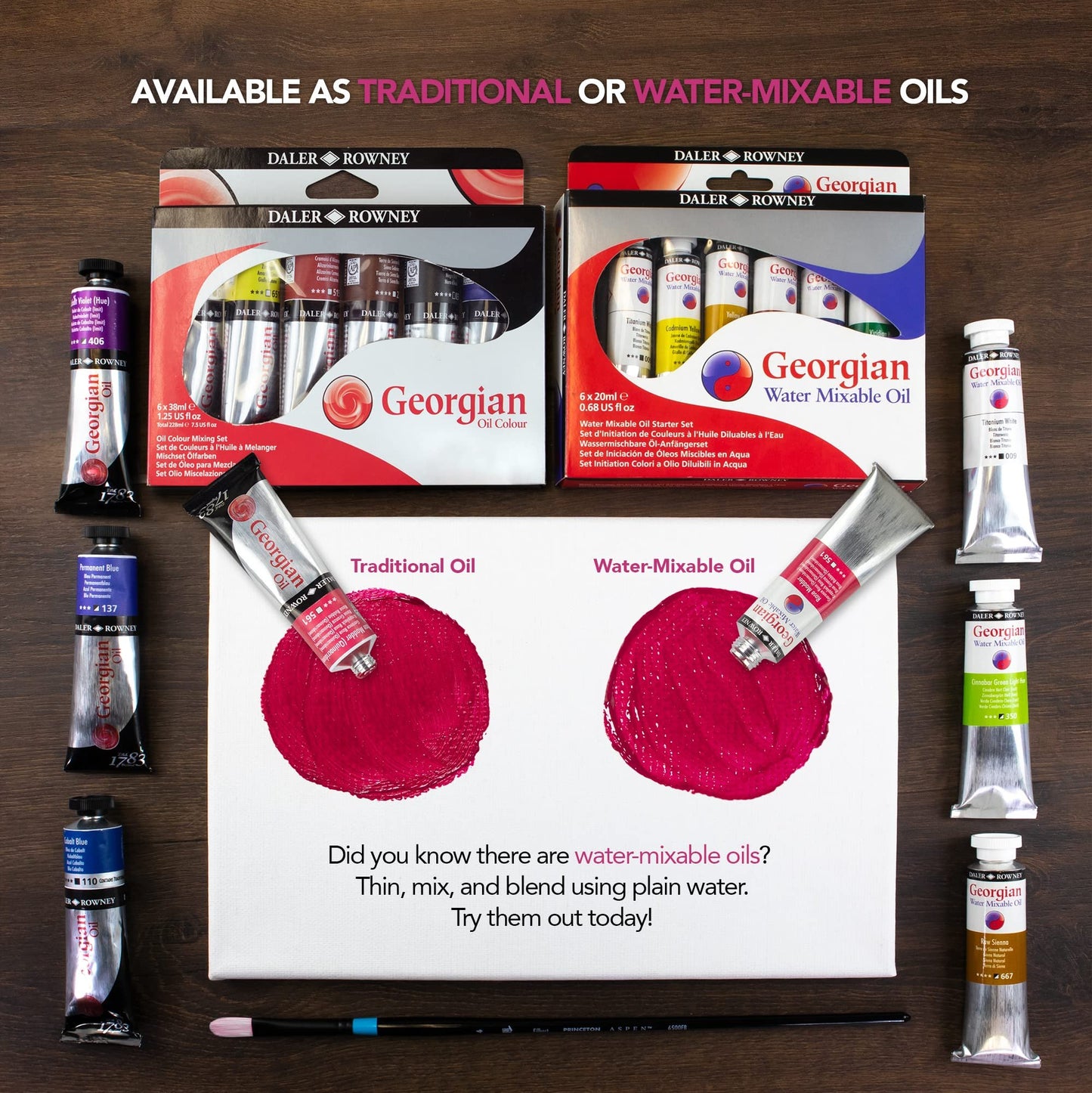 Daler Rowney Georgian Oil Paint Peach Pink 225ml Tube - Art Paints for Canvas Paper and More - Oil Painting Supplies for Artists and Students - Artist Oil Paint for Any Skill Set