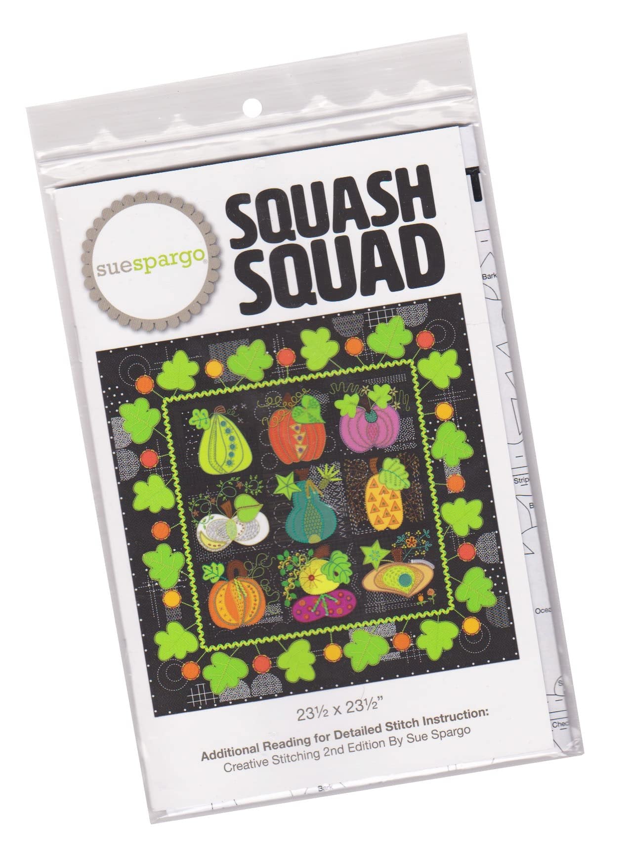 Squash Squad Wall Quilt Pattern by Sue Spargo - Wool Applique Project (Finished Size is 23.5" x 23.5")