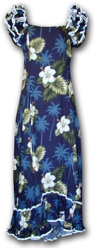 Hawaiian Muumuu Hibiscus Island Long Style Red 2XL 334-2798