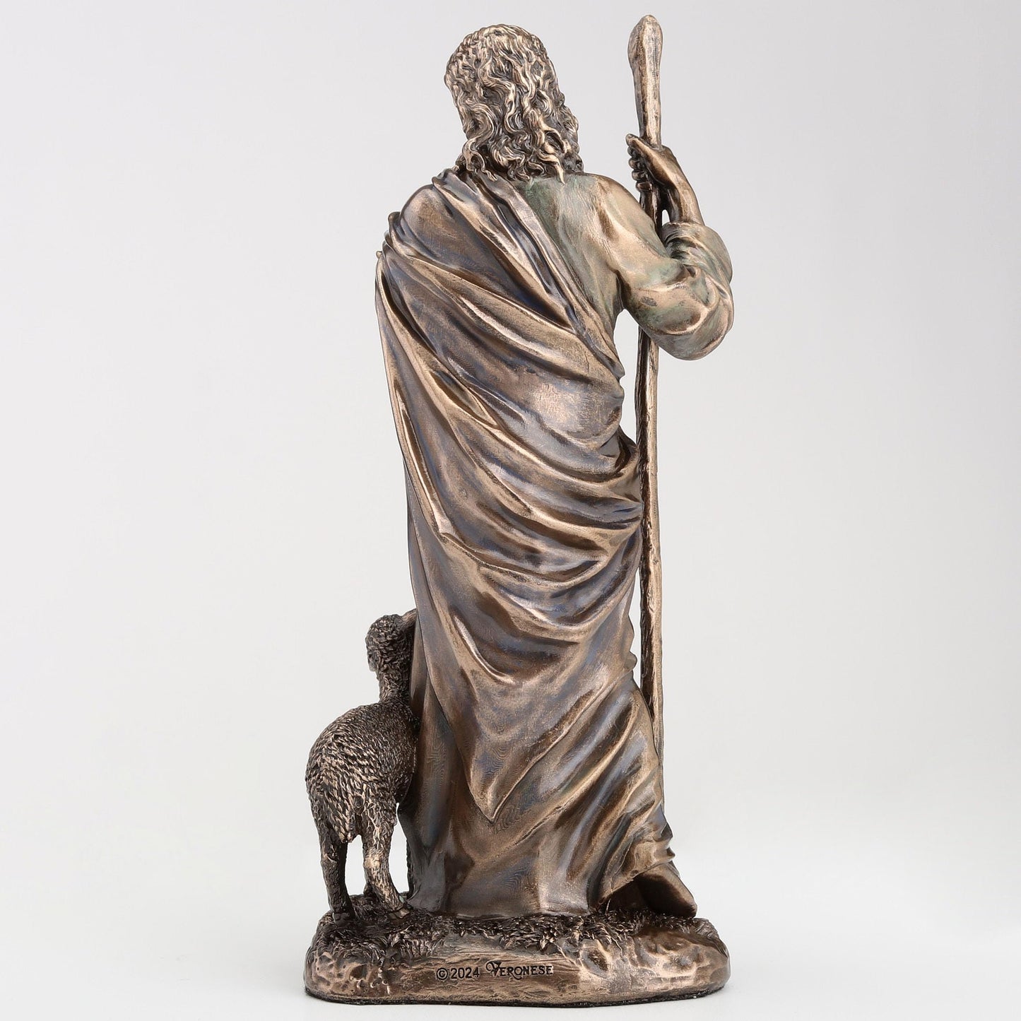 Veronese Design 6 1/4 Inch Jesus The Good Shepherd Cold Cast Resin Bronze Technique Religious Decoration Sculpture