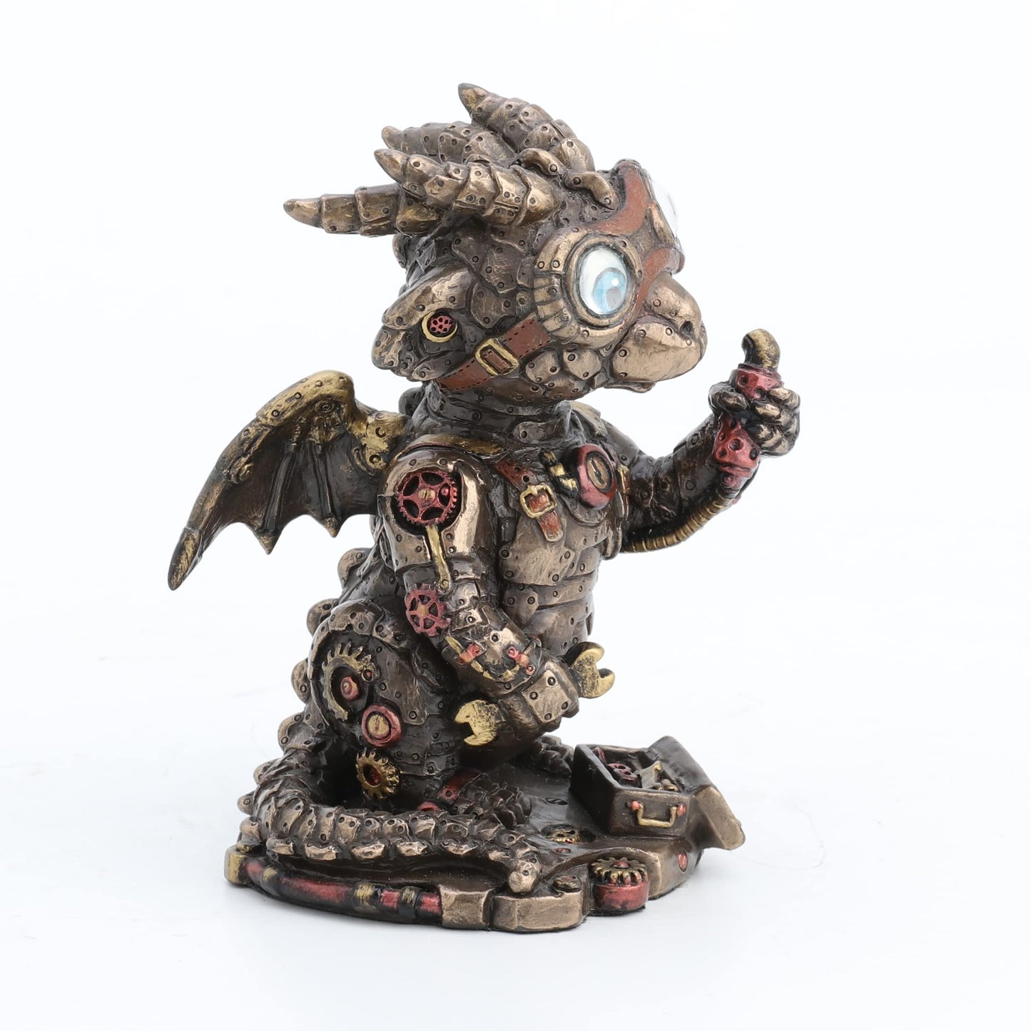 Veronese Design Steampunk Dragon Tinkerer w/Goggles Mechanical Gear Resin Figurine Bronze Finish