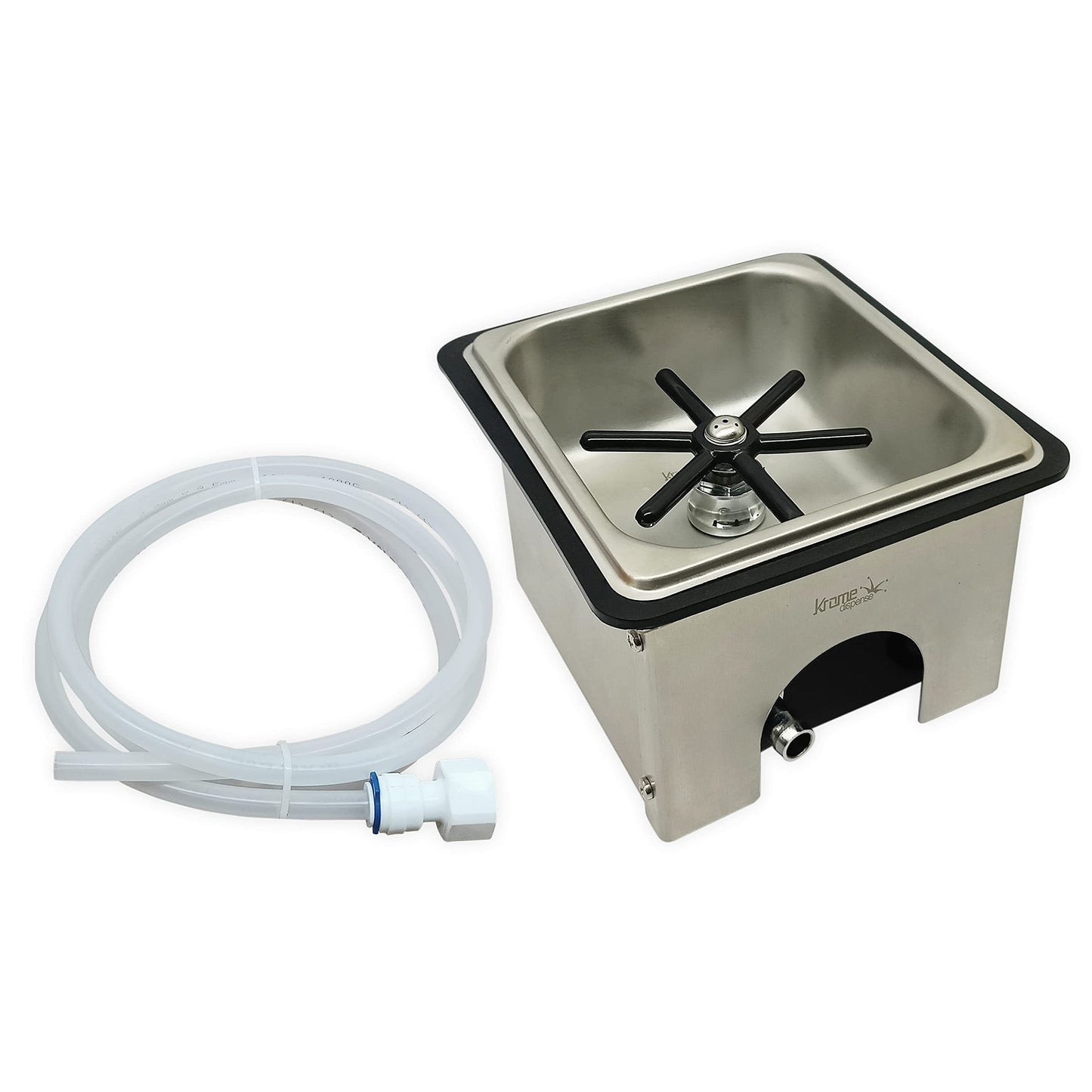 Krome Dispense Steaming Pitcher Rinser - Glass Cleaning Rinser Stainless Steel Counter Top 7.32″ x 6.85″ x 4.54″ - C334