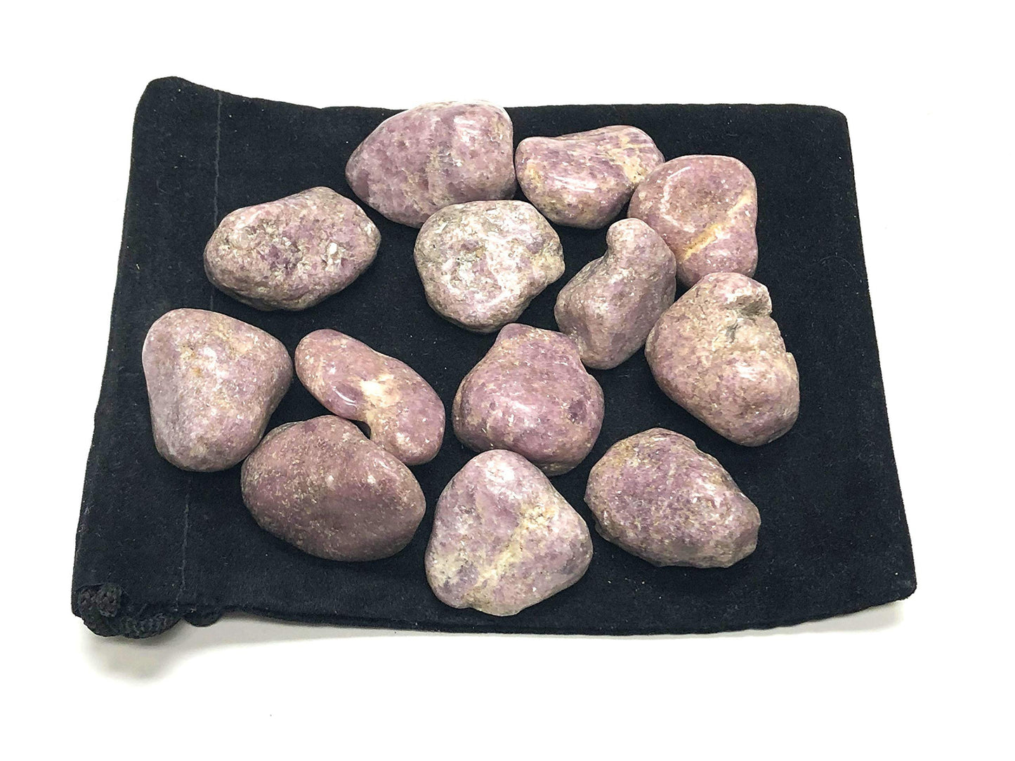 Zentron Crystal Collection Tumbled Lepidolite - Large 1" Stones in Velvet Bag