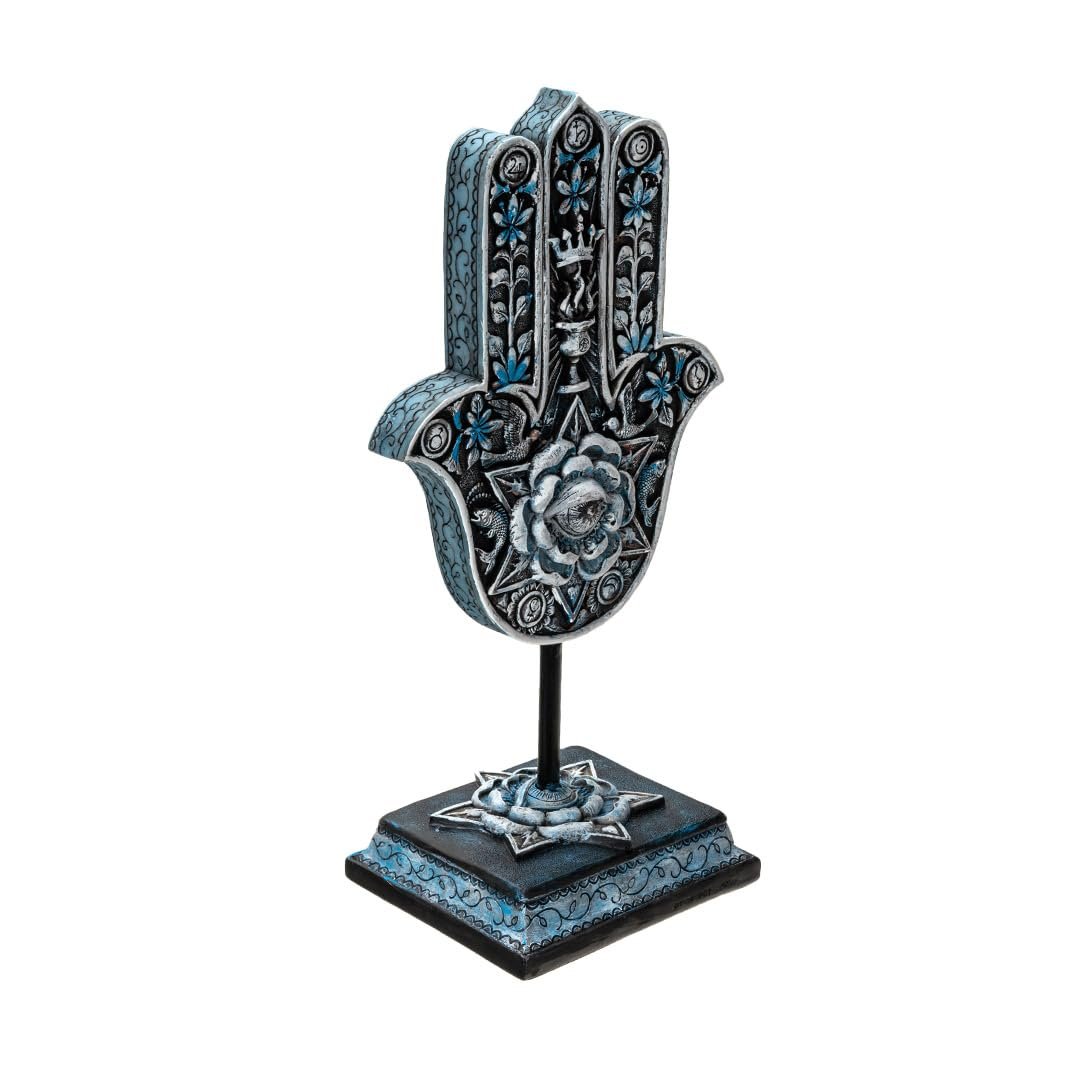 Pacific Giftware Hamsa Hand Statue Mystical Protection Symbol with Floral and Celestial Accents Ideal for Spiritual Home Decor Indoor Living Room Decor