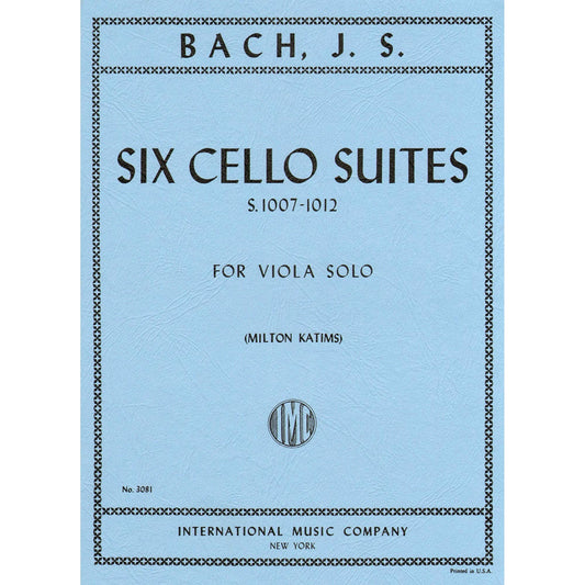 Bach, J.S. - 6 Cello Suites, BWV 1007-1012 - Viola solo - by Milton Katims - International