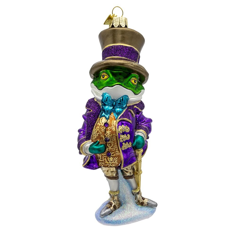 Kurt Adler 7-inch Bellissimo Glass Gentleman Frog Ornament