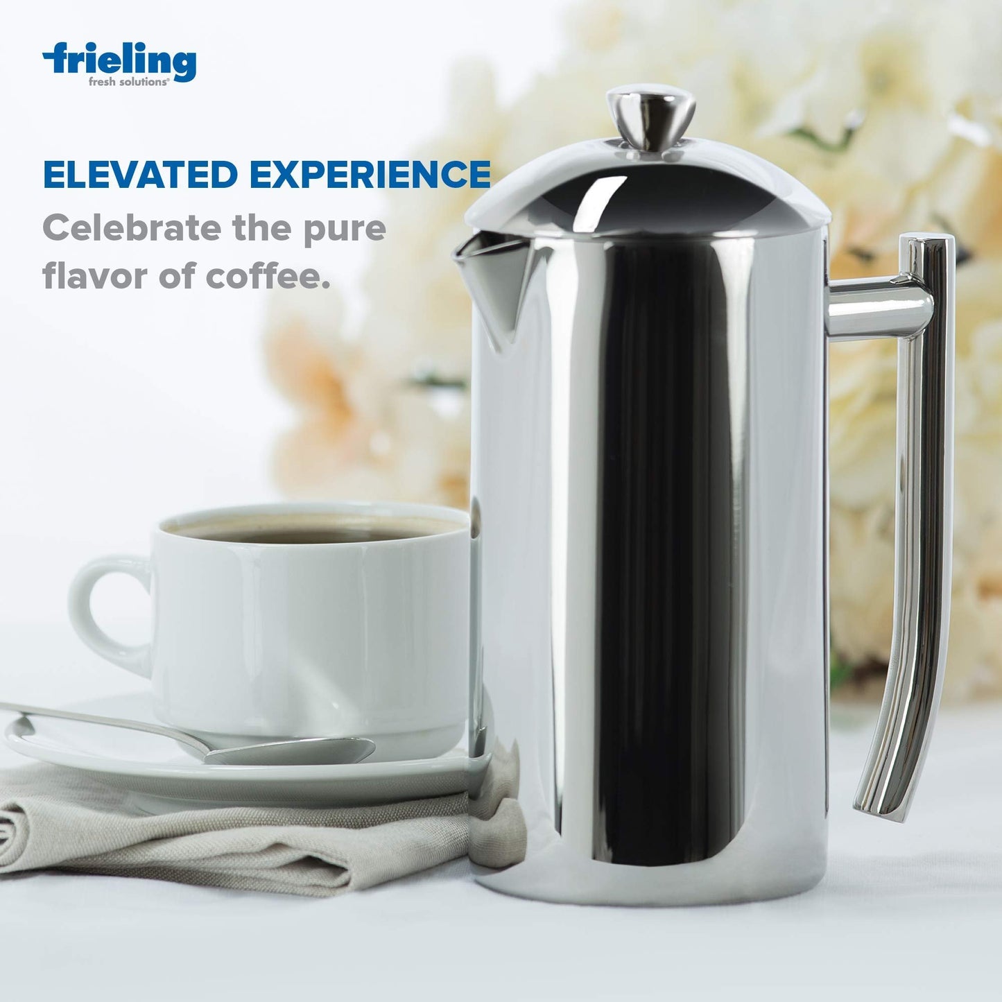 Frieling USA Double Wall Stainless Steel French Press Coffee Maker with Zero Sediment Dual Screen