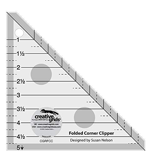 Creative Grids Folded Corner Clipper Quilt Tool – CGRFCC – Made in USA, 5in x 5in, Non-Slip Grip Acrylic Quilting, Sewing, Crafting, Patchwork Ruler & Template