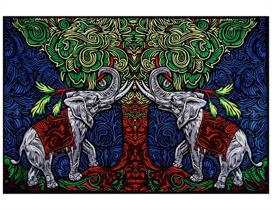 Sunshine Joy 3D Elephant Tree Tapestry Tablecloth Wall Art Beach Sheet Huge 60x90 Inches - Amazing 3D Effects