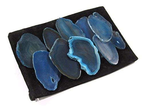Zentron Crystals Colorful Set of 12 Polished Agate Slices in Velvet Bag