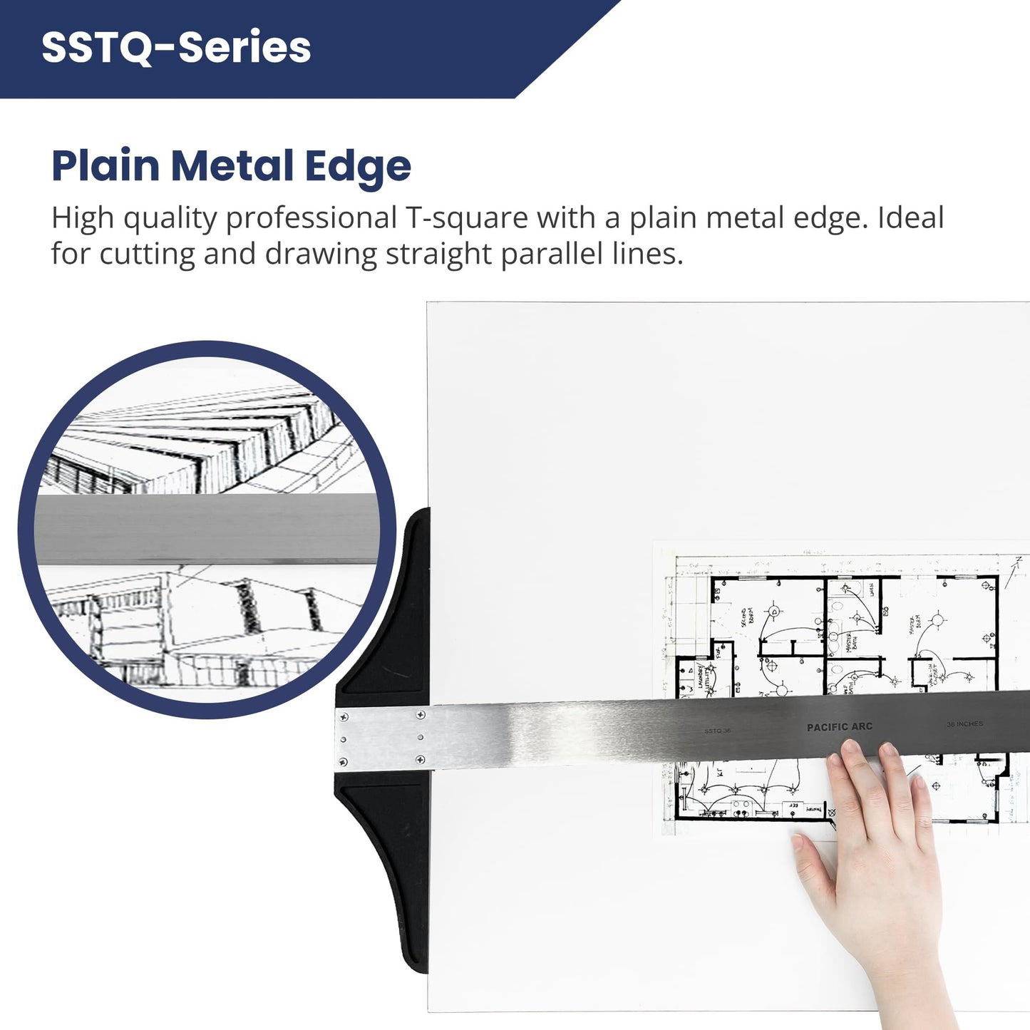 Pacific Arc Parent T Square, Traditional Stainless Steel Plain