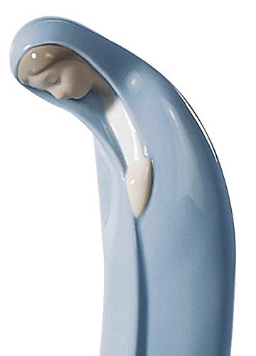 LLADRÓ Glossy Porcelain Virgin Mary Figure Virgin in Bethlehem. Porcelain Madonna in Blue Tones