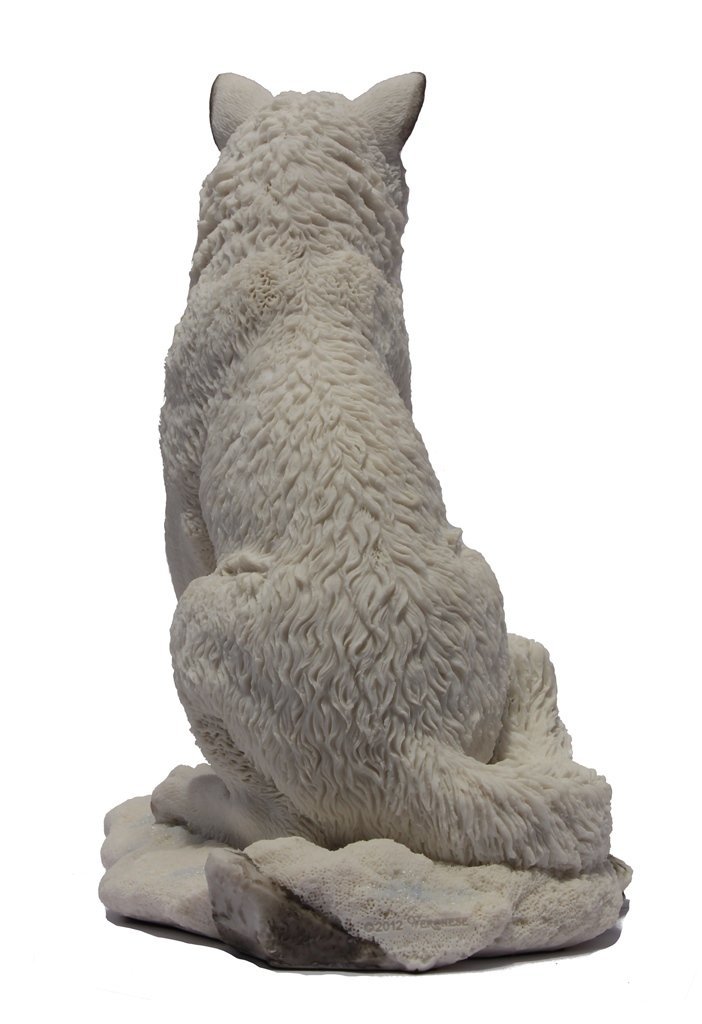 7.75 Inch Wolf Sitting in Snow Decorative Statue Figurine, White