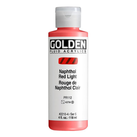 Golden Fluid Acrylics - Napthol Red Light - 4 oz Bottle