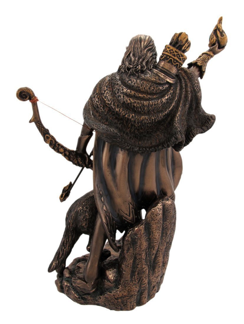 PTC Skadi Warrior with Bow and Arrow and Wolf Resin Statue Figurine