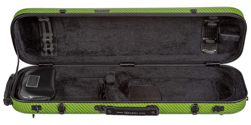 Tonareli Violin Oblong Fiberglass Case- Green Checkered Special Edition VNFO 1016 4/4