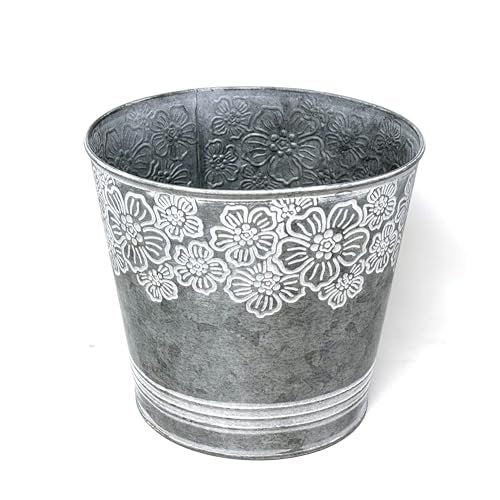 allgala llgala Galvanized Planter Pot Indoor and Outdoor Decoration-Round