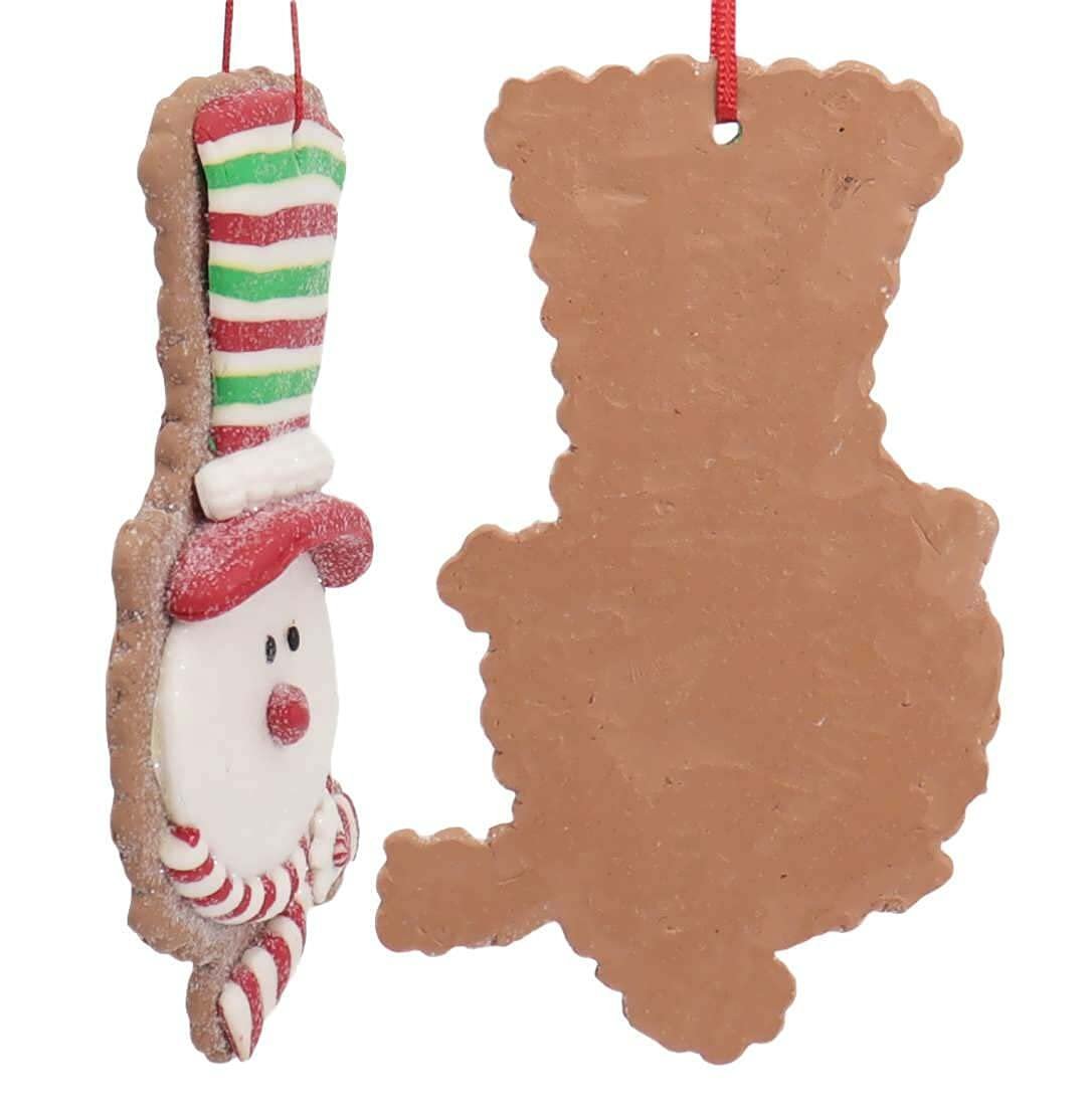 Kurt Adler 4.5" Gingerbread Ornaments Assortment: Snowman, Santa, Boy, Tree - Claydough Material - Christmas