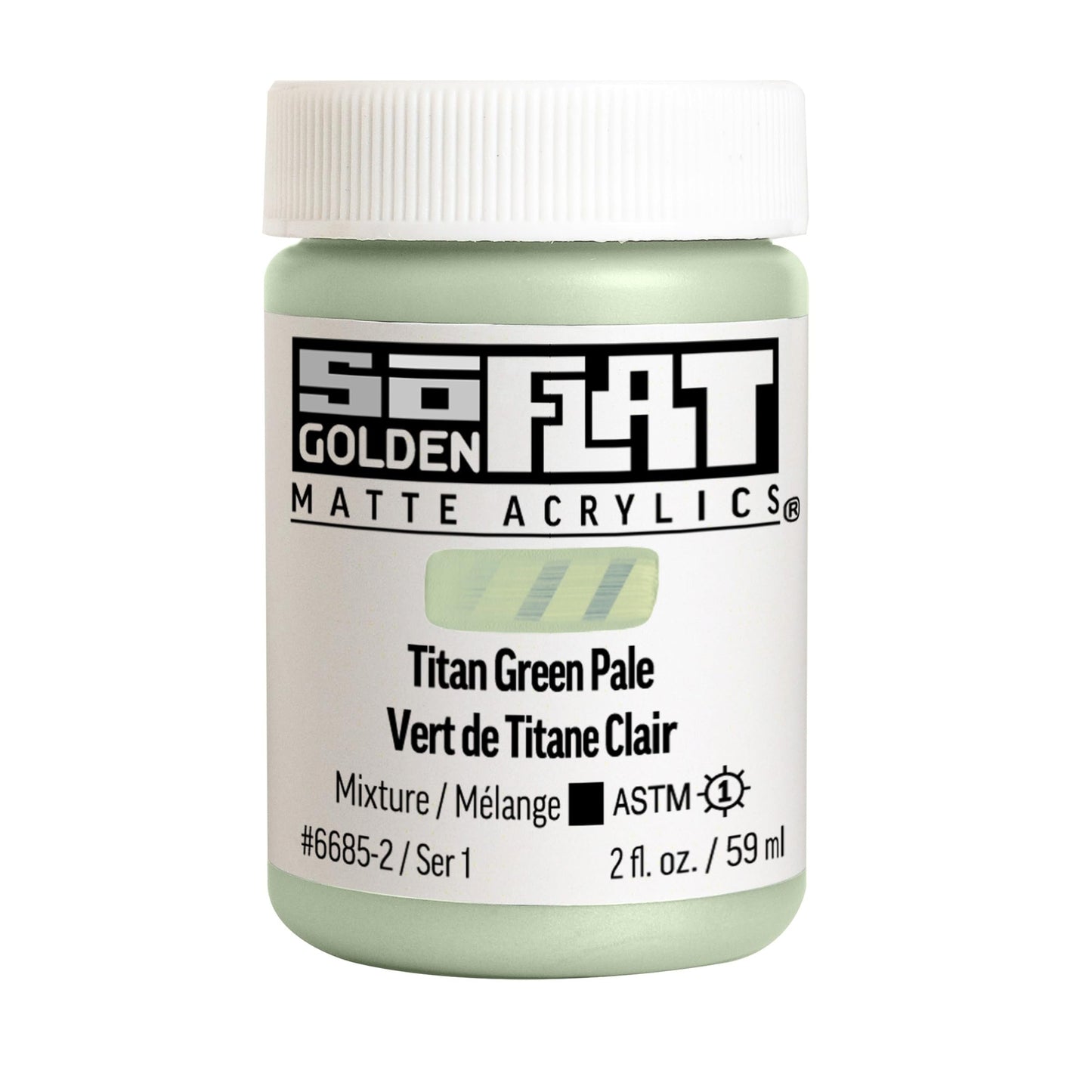 SoFlat Matte Acrylics by GOLDEN, Titan Green Pale, 2 fl. oz. Jar, Professional Acrylic Paint, Opaque