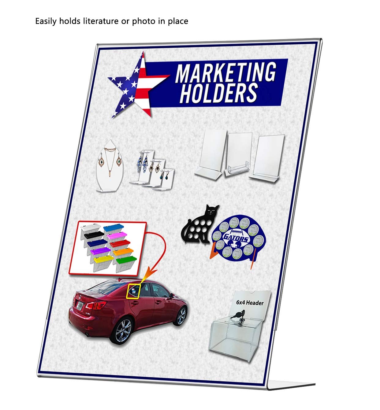 Marketing Holders Sign Holder Display Stand 11 x 14 Table Top Side Loading Slanted Back Large Printed Media Business Signage for Retail Locations Offices and Medical Complexes