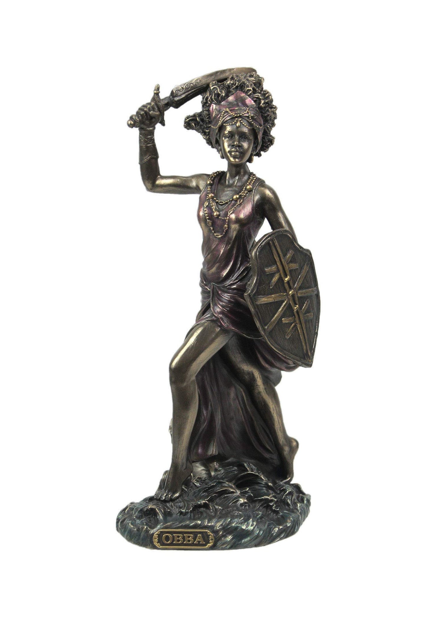 Veronese Design 8 5/8" Santeria Orishas Obba River Goddess Cold Cast Resin Bronze Finish Statue