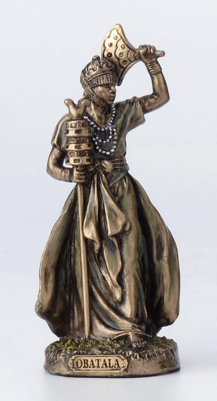 Veronese Design 3 7/8 Inch Obatala Santeria Orisha The King of White Cloth and The Creator Cast Resin Hand Painted Antique Bronze Finish Statue Home Decor