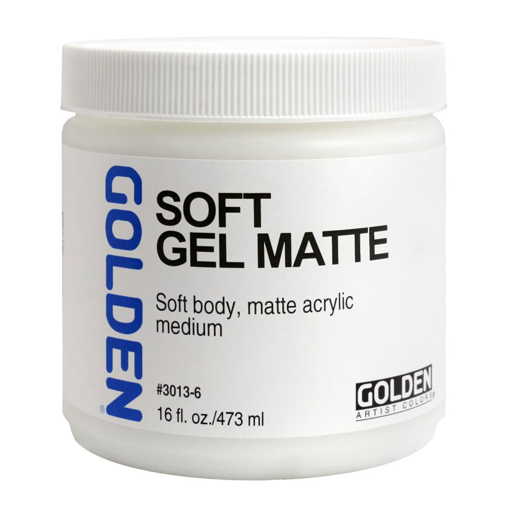GOLDEN Soft Gel Matte, 16 fl. oz. Jar, Professional Acrylic Gel Medium, Semi-Transparent