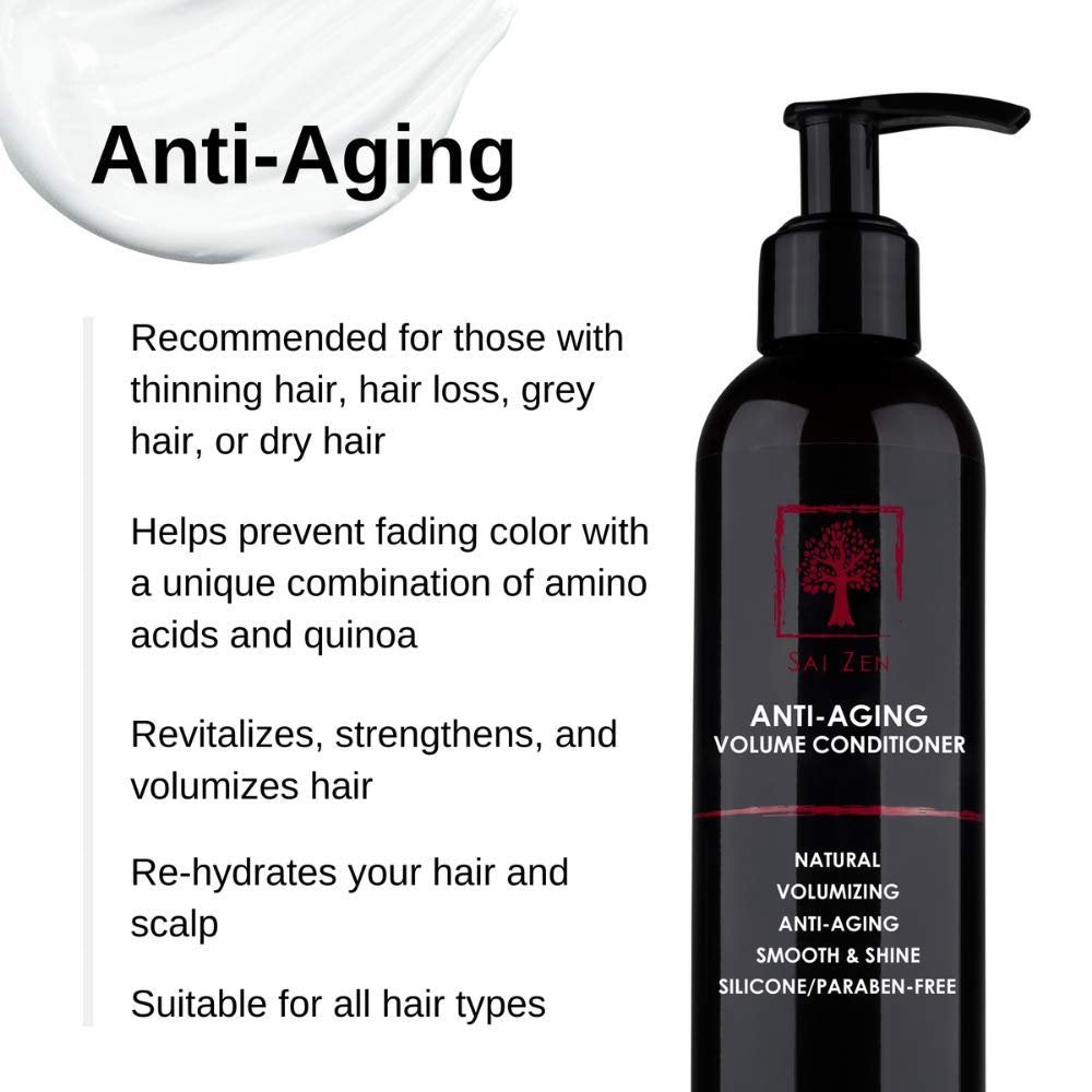 Sai Zen Anti-Aging Volume Conditioner | Anti-Thinning and Volumizing Formula | Made in USA | Sulfate and Paraben Free | All Hair Types, 8 oz.